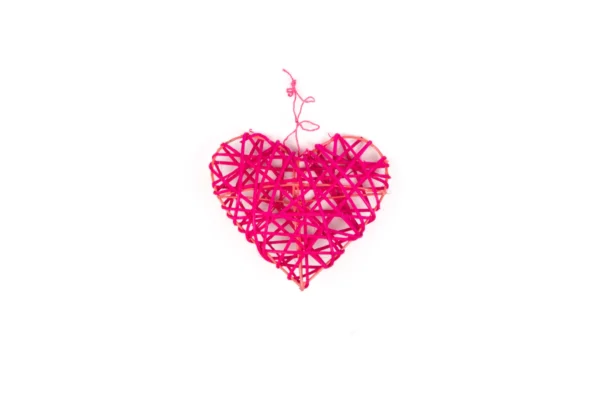 Hearts rattan 10 cm fuchsia