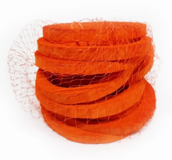 Bamboo rings 10-12 cm in net orange