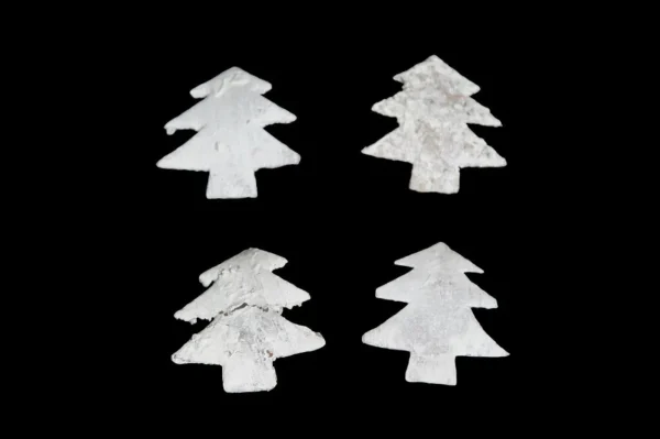 Christmas trees small bark birch misty white