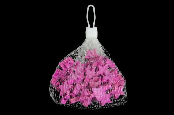 Wooden stars 2 cm in net light pink