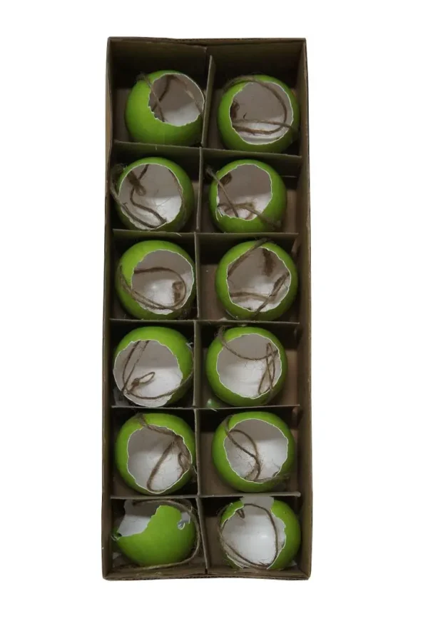 Chicken eggs open with rope apple green