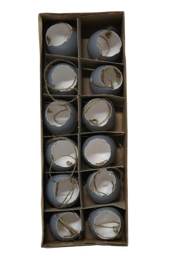 Chicken eggs open with rope grey
