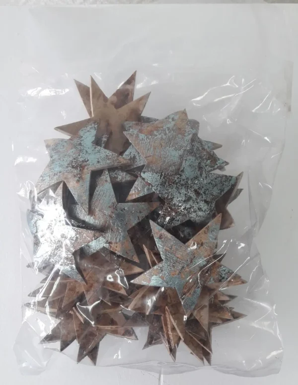 Coconut stars 3,5 cm patina turquoise