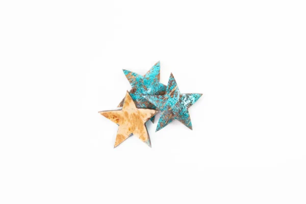 Coconut shell stars 7 cm patina turquoise