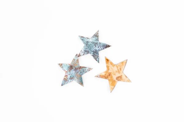 Coconut shell stars 7 cm patina aquamarine
