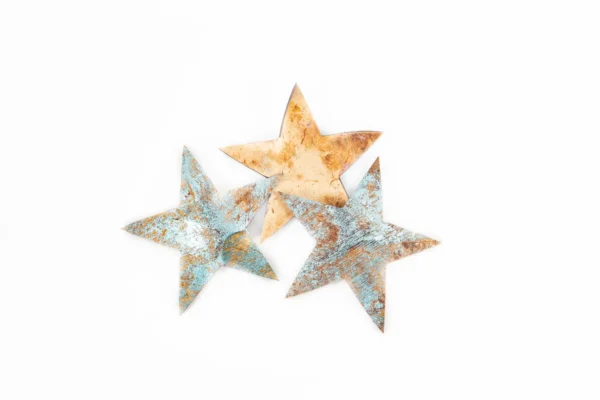 Coconut shell stars 10 cm patina aquamarine