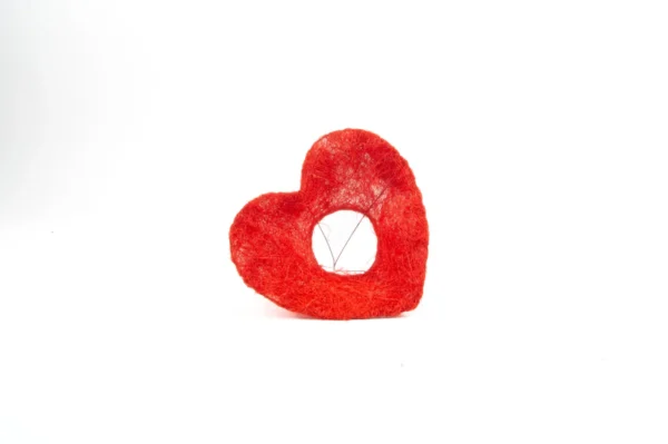 Sisal bouquet holder heart 6" red