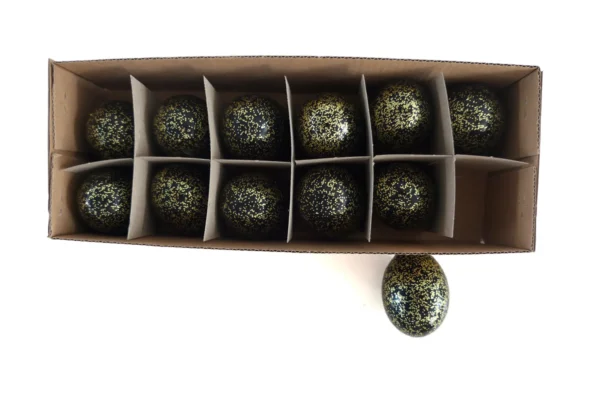 Chicken eggs black with glitter gold