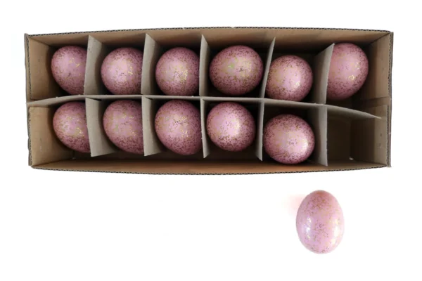 Chicken eggs light pink with glitter gold