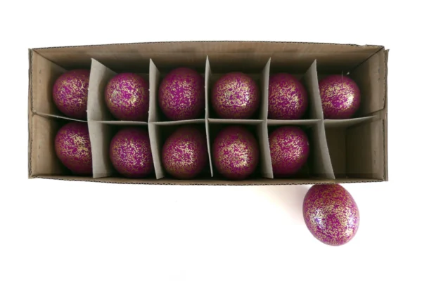 Chicken eggs fuchsia with glitter gold