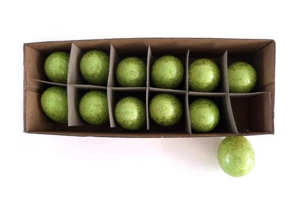 Goose eggs misty green with glitter gold