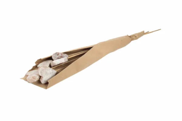 Coconut hearts 5 cm o/st. stone washed white