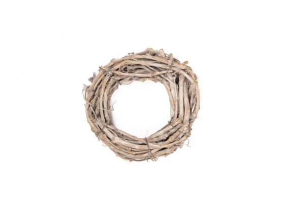 Wreath grape wood 25 cm stone washed white