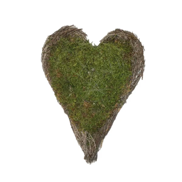 Heart flat moss/thyme 30x25 cm natural