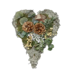 Heart flat moss 20x15 cm with deco mix 19 natural
