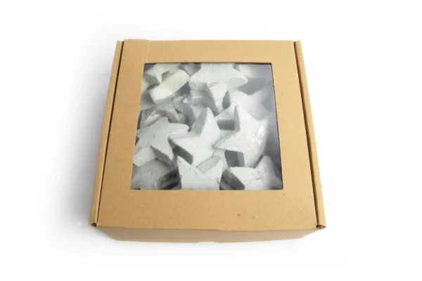 Small coconut stars metallic light green in box