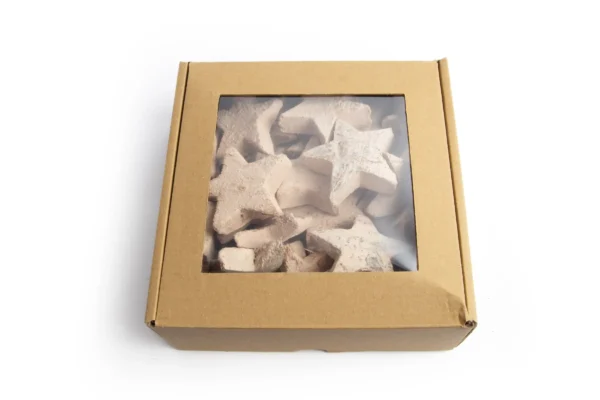 Small coconut stars in box, color latte macchiato